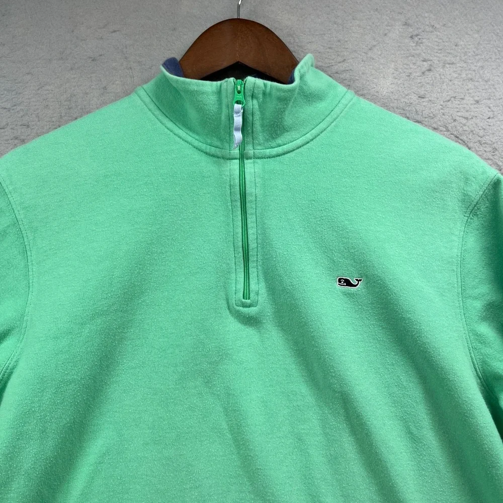 Vineyard Vines Pullover Mens Medium Green Quarter Zip Whale Golf Preppy Coastal